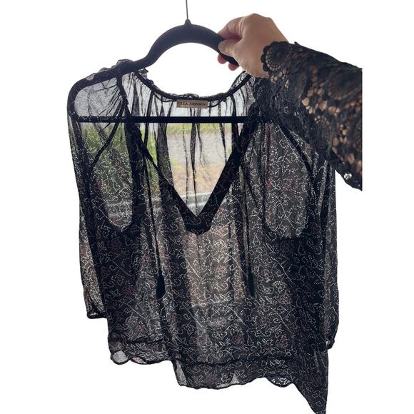 Ulla Johnson Sheer Dot Blouse Black Size 6 $395 - Picture 5 of 6
